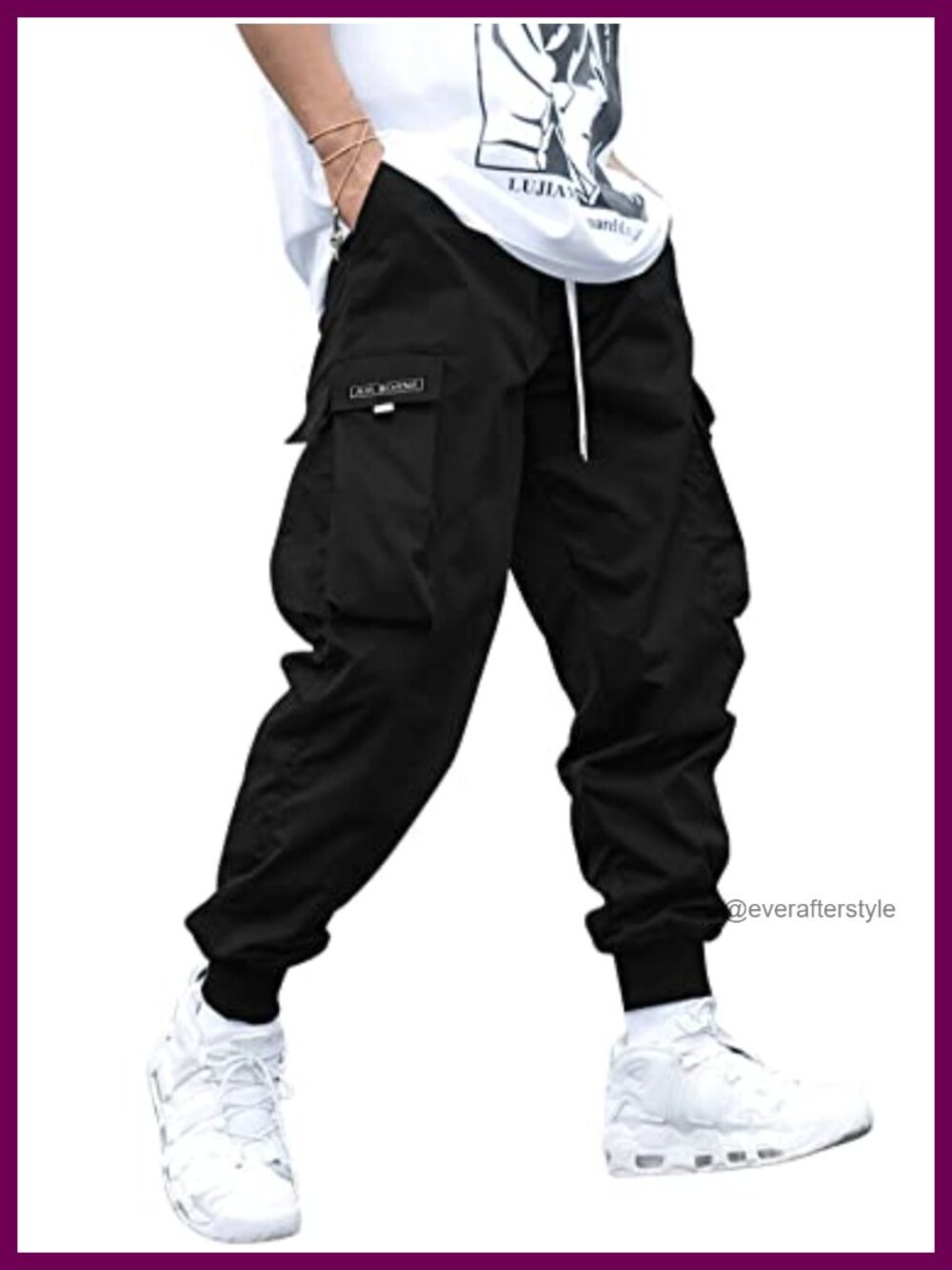 Men's Cargo Jogger Pants Drawstring Waist Flap Pocket Streetwear Casual